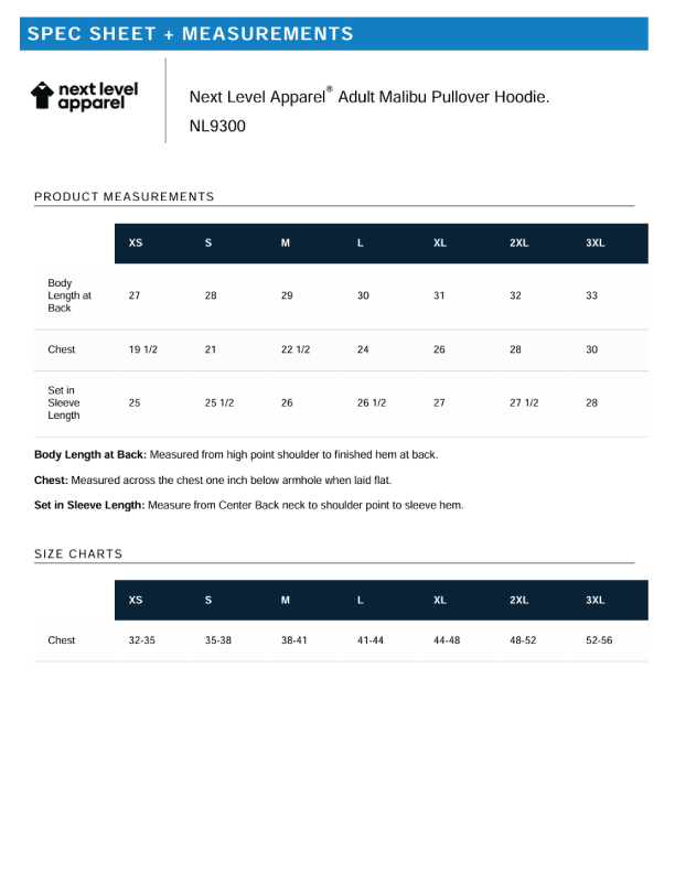 Hoodie Sizing